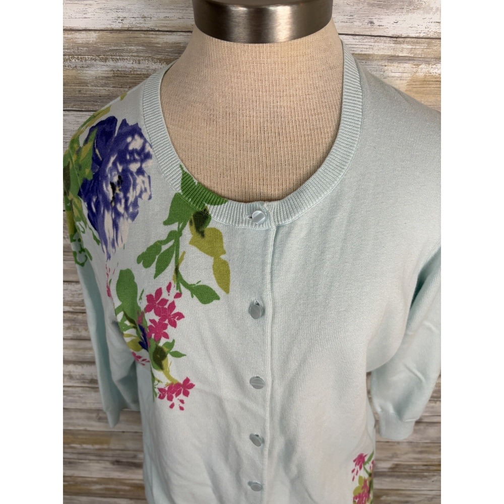 Talbots Women's Sweater  3/4 Sleeve Cardigan Size X Light Green - Picture 4 of 10